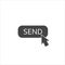 Button send with cursor icon on white isolated background