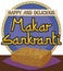 Button with Sesame Chikki Snack for Makar Sankranti Festival, Vector Illustration