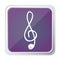 button of sign music treble clef with background purple and hand drawn