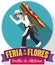 Button with Silletero Design and Ribbons for Colombian Flowers Festival, Vector Illustration