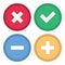 Button for site. Signs plus, minus, checkmark and cross.