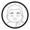 Button with smiling Buddha portrait to coloring, Vector illustration