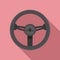 Button steering wheel icon, flat style