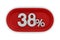 Button with thrity eight percent on white background. Isolated 3D illustration