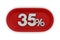 Button with thrity five percent on white background. Isolated 3D illustration