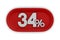 Button with thrity four percent on white background. Isolated 3D illustration