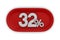 Button with thrity two percent on white background. Isolated 3D illustration