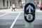 Button to activate pedestrian crossing on the road in Dublin