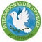 Button with White Dove and Globe for International Peace Day, Vector Illustration