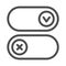 Buttons for active and inactive program add on line icon, pcrepair concept, button vector sign on white background