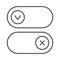 Buttons for active and inactive program add on thin line icon, pcrepair concept, button vector sign on white background