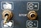 buttons on control panel of an old diry and dusty electric device