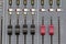Buttons equipment for sound mixer control. select focus