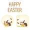 Buttons Happy easter Bunny and basket with Easter eggs and butterfly vector