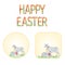 Buttons Happy easter lamb and sheep with spring flowers vector
