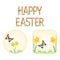 Buttons Happy easter spring flowers narcissus with butterfly vector