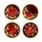 Buttons red with golden ornaments hearts with golden leaves vintage vector illustration editable