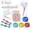 Buttons, scissors and threads for needlework