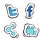Buttons set. Facebook, tweeter, sharing, video. Set