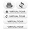 Buttons for virtual tour, white labels - stickers with arrows and camera