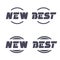 Buttons for website or app. Button - New and Best black symbols, circular labels