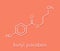 Butyl paraben butylparaben, butyl 4-hydroxybenzoate preservative molecule. Skeletal formula.