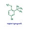 Butylated hydroxyanisole hand drawn vector formula chemical structure lettering blue green