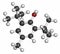 Butylated hydroxytoluene (BHT) antioxidant molecule. 3D rendering. Atoms are represented as spheres with conventional color coding