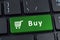 Buy button computer keyboard with trolley icon.
