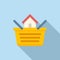 Buy house basket icon flat vector. Property business