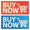 Buy now button blue and orange icons