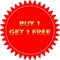 buy one get one free Golden red tag buy 1 get 1 free sign board vector sales tag Golden