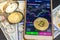 Buy and sell on applications of smartphone with single golden bitcoin