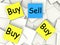 Buy Sell Post-It Notes Mean Sellers And