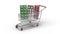 Buy and shopping medicine concept. Various capsules, tablets and medicine in shop trolley on a white background. Copy