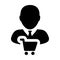 Buyer icon vector with male customer person profile avatar symbol for shopping in Glyph Pictogram