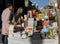 Buyers examine books on a street trading table