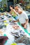 Buyers searching for seafoods in shop