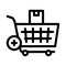 buying products and adding in market cart black icon vector illustration