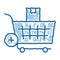 buying products and adding in market cart doodle icon hand drawn illustration