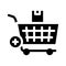 buying products and adding in market cart icon vector glyph illustration