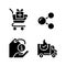 Buying products on internet black glyph icons set on white space