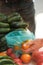 Buying ripe tomatoes at the market. Tomato in the hands. farmers market