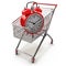 Buying time concept with clock and shopping cart