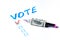 Buying votes of voters concept. Vote, dollars on a white background