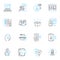 Buzz-building linear icons set. Hype, Excitement, Anticipation, Viral, Trending, Popularity, Exposure line vector and