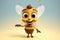 Buzzing Charm 3D Cartoon Bee Character. AI