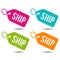 Buzzword Ship price Tags. Flat Eps10 Vector Illustration.