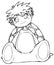 BW - Manga Kid with a Turtle Costume