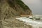 Byala town beach with white rocks on a cloudy day, Bulgaria